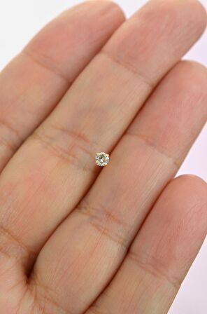 316 L Çelik 3 mm Tektaş Hızma Burun Piercingi Gold Renk