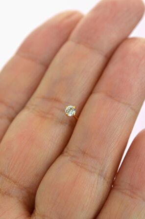 316 L Çelik 3 mm Tektaş Hızma Burun Piercingi Gold Renk