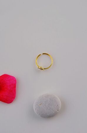 Gold Renkli 925 Ayar Mini Kutup Yıldızı Hızma Halka Model