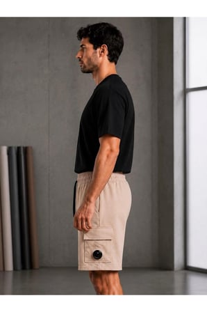 Erkek Pamuklu Cepli Regular Fit Beli Bağcıklı Şort