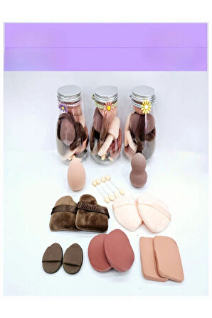 16 Parça Kavanoz Kutulu Makyaj Sünger Seti