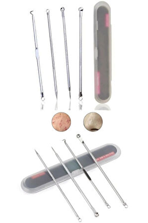 Maske Sürme Ve Siyah Nokta Temizleyici Peeling Fırçası + 4'lü Komedon Seti