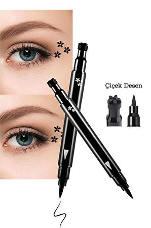 Çift Uçlu Çiçek Desenli Eyeliner