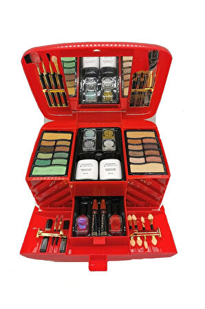 Profesyonel Gelin Çeyiz Seti - Makyaj Seti Sandıklı Büyük Boy 77 Parça