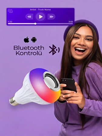 Uzaktan Kumandalı Ampul Şekilli Bluetooth Hoparlör Led Işık