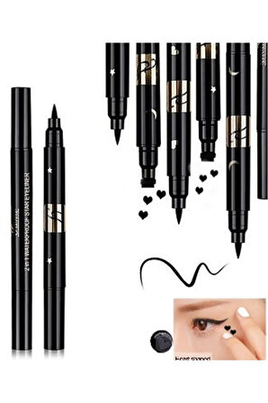Çift Taraflı Kalp Ve Yıldız Desenli Kalem Eyeliner 2 Adet