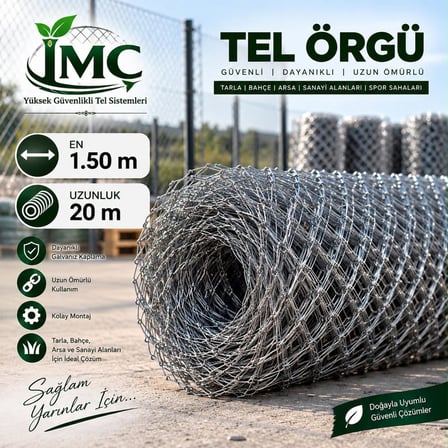 Bahçe Tel örgü 1,5 yükseklik 20 metre uzunluk 2 mm kalınlık 6,5 göz aralığında galvaniz Tel uygun fiyat 