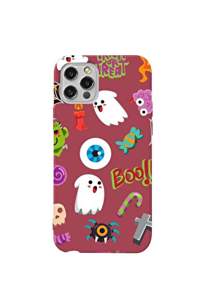 Iphone 12 Pro Max Bordo Renkli Silikon Telefon Kilifi - Trick Or Treat