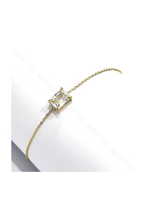 Halhal, Zirkon Taşlı, Kararmayan Paslanmaz Çelik, Altın Renk, Model1