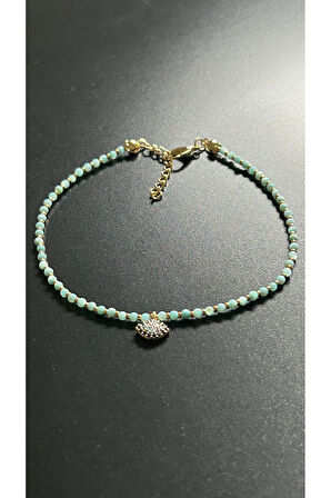 Göz, Açık Mavi Renk Boncuklu Halhal 34, Altın Rengi