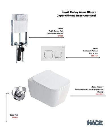 Halley Asma Klozet , Japar Gömme Rezervuar Set
