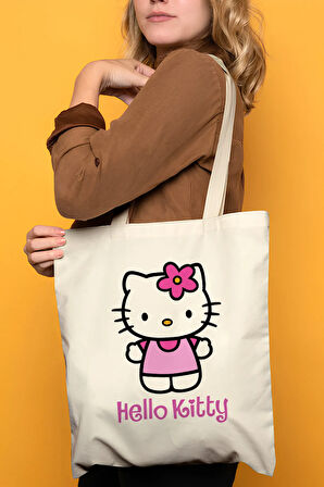 Hello Kitty %100 Pamuk Bez Omuz Çantası