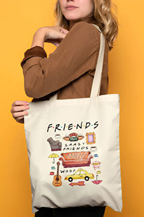 Friends %100 Pamuk Bez Omuz Çantası