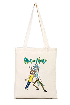 Rick and Morty %100 Pamuk Bez Omuz Çantası