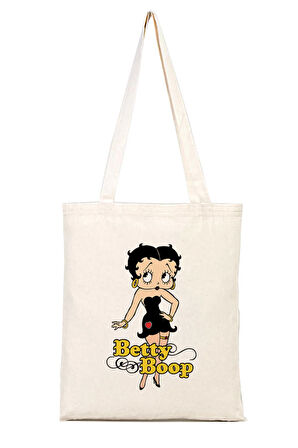 Betty Boop %100 Pamuk Bez Omuz Çantası