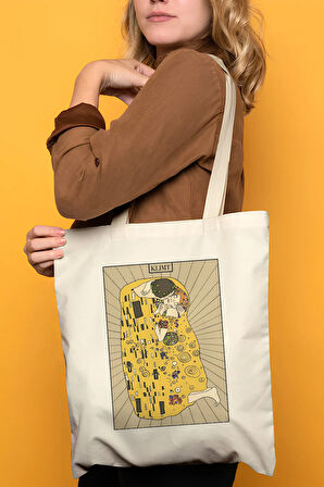 Gustav Klimt %100 Pamuk Bez Omuz Çantası