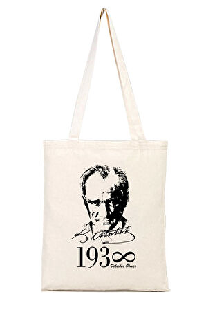 Atatürk Fikirler Ölmez %100 Pamuk Bez Omuz Çantası