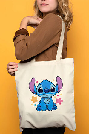Stitch %100 Pamuk Bez Omuz Çantası