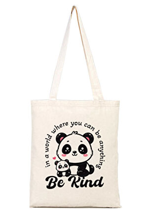 Panda Baskılı %100 Pamuk Bez Omuz Çantası