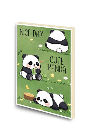 Sevimli Pandalar Baskılı A6 Küçük Boy Çizgisiz Defter