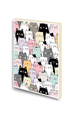 Sevimli Kediler Baskılı A6 Küçük Boy Çizgisiz Defter