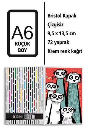 Sevimli Mirketler Baskılı A6 Küçük Boy Çizgisiz Defter