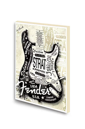 Fender Gitar Desenli Baskılı A6 Küçük Boy Çizgisiz Defter