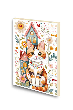 Kedi Desenli Baskılı A6 Küçük Boy Çizgisiz Defter