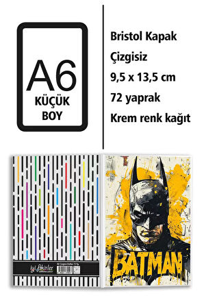 DC Batman Baskılı A6 Küçük Boy Çizgisiz Defter