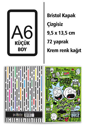 Rick And Morty Baskılı A6 Küçük Boy Çizgisiz Defter
