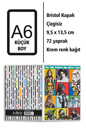 Star Wars Karekterleri Baskılı A6 Küçük Boy Çizgisiz Defter