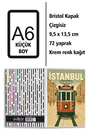İstanbul Taksim Tranvay Baskılı A6 Küçük Boy Çizgisiz Defter