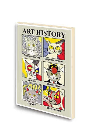 Sanat Akımları ve Kediler Baskılı A6 Küçük Boy Çizgisiz Defter