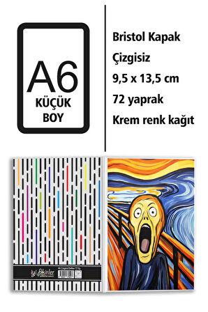 Munch Çığlık Baskılı A6 Küçük Boy Çizgisiz Defter