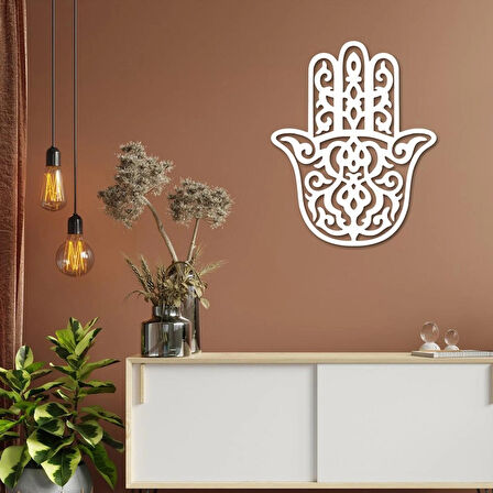 Beyaz Hamsa el dekoratif dekor tablo 
