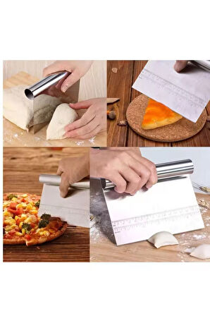 Ölçülü Komple Çelik Büyük Boy Hamur Kesme Spatulası