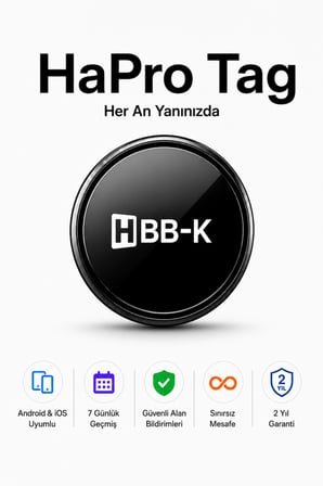 HBB-K Hapro Tag Ios & Android Uyumlu Airtag Akıllı Gps Takip Cihazı(SİYAH)