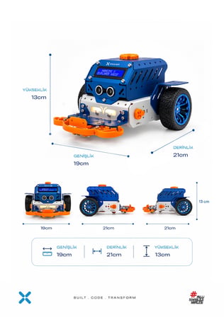 Harezmi X® Kaşif 8'i 1 Arada Programlanabilir Modüler Robot Seti - Arduino Nano ve  Enkoderli DC Motor Donanımlı 