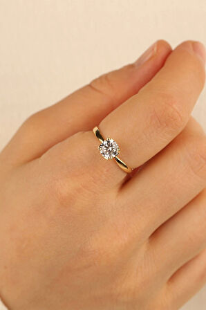 Sevgililer Günü Tektaş Altın Yüzük (IŞIKLI KUTU HEDİYELİ)