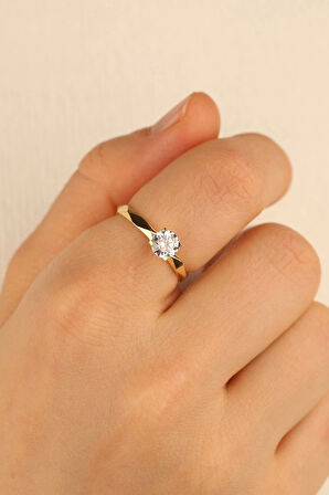 Sevgililer Günü Tektaş Altın Yüzük (IŞIKLI KUTU HEDİYELİ)