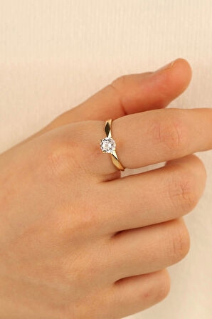 Sevgililer Günü Tektaş Altın Yüzük (IŞIKLI KUTU HEDİYELİ)