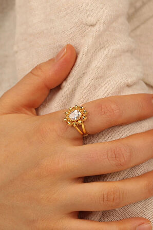 Dorikalı Tektaş Altın Yüzük