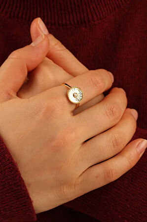 Kalemli Yuvarlak Altın Yüzük