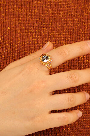 Yuvarlak Yaldızlı Altın Yüzük