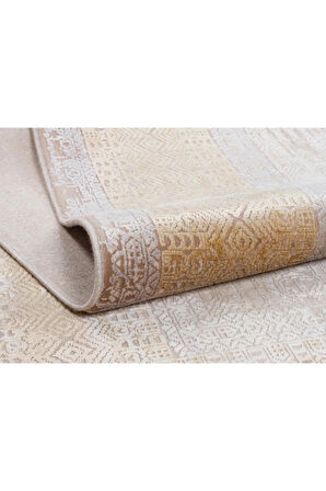 Kaliteli Viskon Halı Sık Dokuma Salon-oturma Ve Hol Odası Halısı Türkmen Halı Harmony 21023 Krem