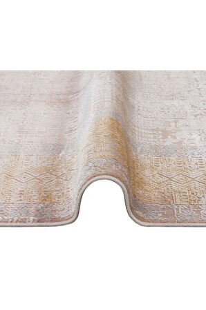 Kaliteli Viskon Halı Sık Dokuma Salon-oturma Ve Hol Odası Halısı Türkmen Halı Harmony 21023 Krem