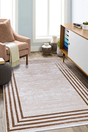 Kaliteli Viskon Halı Sık Dokuma Salon-oturma Ve Hol Odası Halısı Türkmen Halı Harmony 21023 Kahve