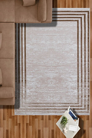 Kaliteli Viskon Halı Sık Dokuma Salon-oturma Ve Hol Odası Halısı Türkmen Halı Harmony 21023 Kahve