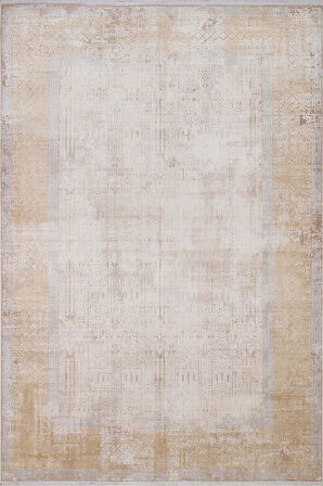 Kaliteli Viskon Halı Sık Dokuma Salon-oturma Ve Hol Odası Halısı Türkmen Halı Harmony 21023 Krem