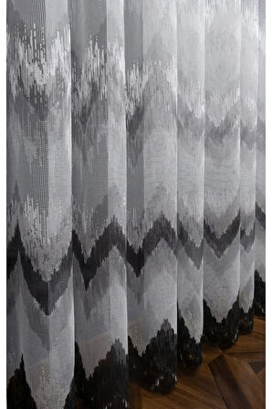 Harmony Gri Antrasit Siyah Füme Tül Yeni Moda Tasarım 1e 3 Kat Pileli Tül